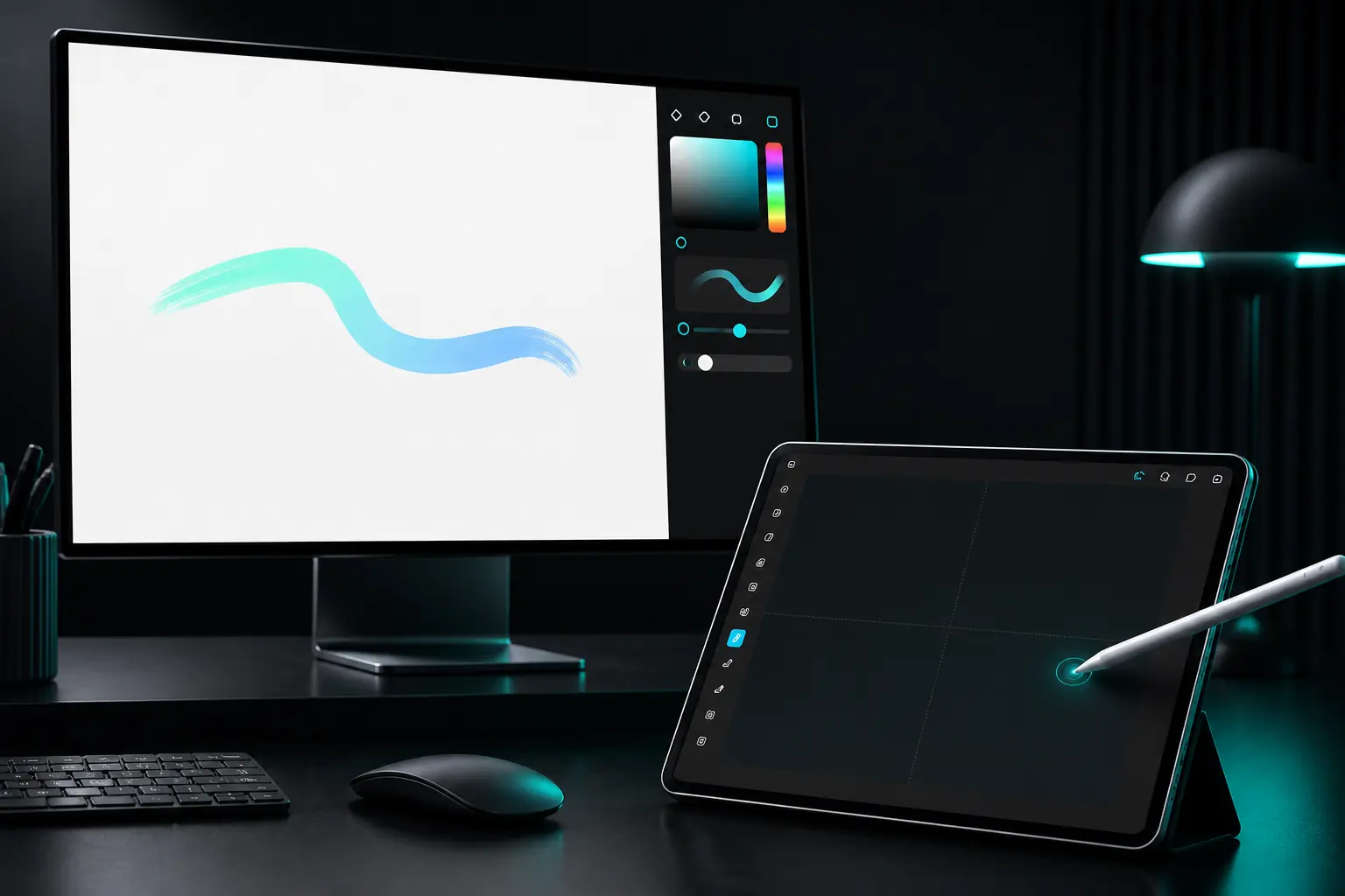DeskChord pen input from an Android tablet stylus controlling an active Windows canvas