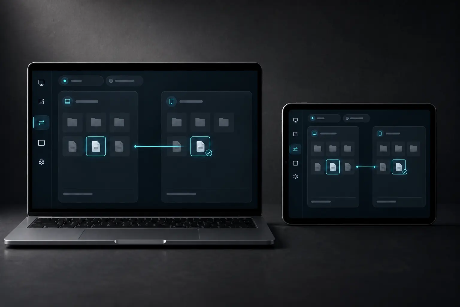 DeskChord copies one selected document from a Windows laptop to an Android tablet with local verification